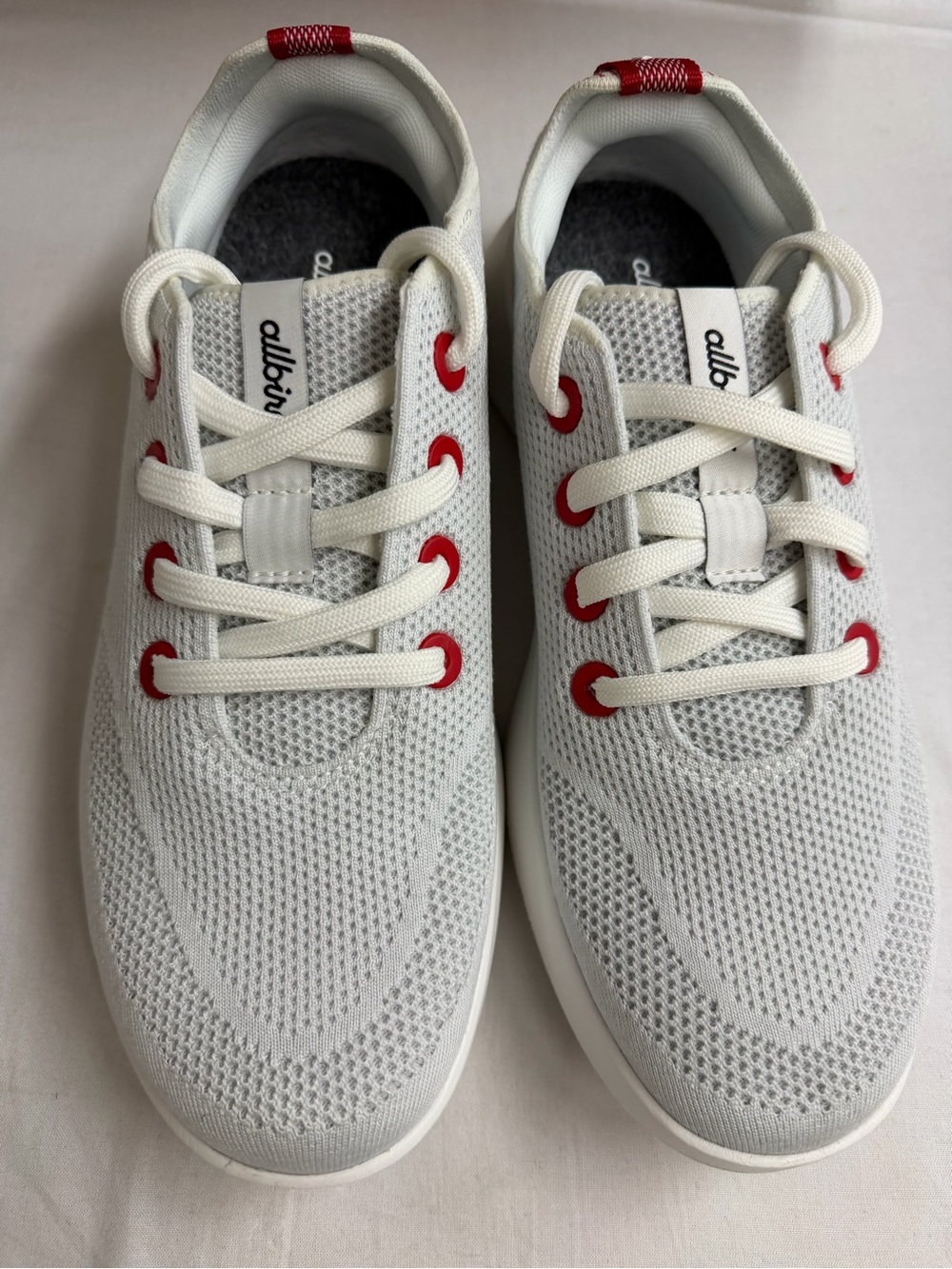 allbirds White Sneakers with Red Eyelets